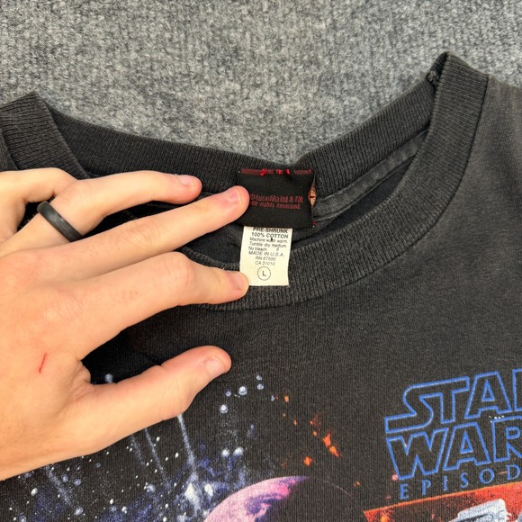 Vintage 90s Star Wars Jedi Vs Sith Episode 1 Movie Promo Black Large T-Shirt - Picture 4 of 11
